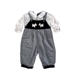 Vintage 'Carriage Boutiques' Scottie Dog Jumper with Collared Shirt, Size 12m